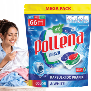 KAPSUŁKI DO PRANIA POLLENA NASZA COLOR & WHITE 66 SZT MEGA PACK POLSKIE